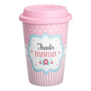 Склянка керамічна 420 (мл) з силіконовою кришкою Thanks momo