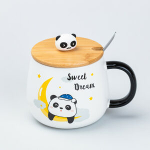 Чашка керамічна Панда 450 мл з бамбуковою кришкою "Sweet Dream"